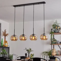 Suspension - Verre Apedo Ambre, 4 lumières