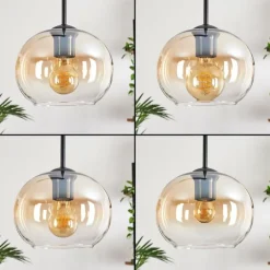 Suspension - Verre Apedo Ambre, Clair, 4 lumières