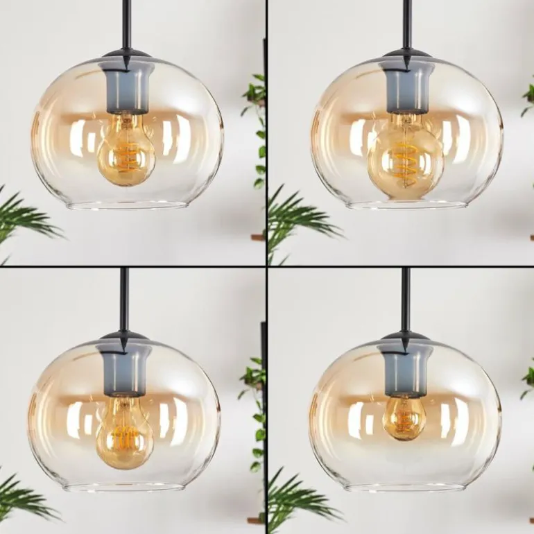 Suspension - Verre Apedo Ambre, Clair, 4 lumières