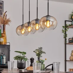 Suspension - Verre Apedo Ambre, Clair, 4 lumières