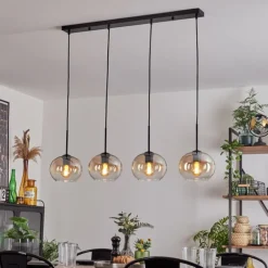 Suspension - Verre Apedo Ambre, Clair, 4 lumières