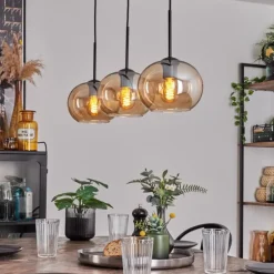 Suspension - Verre Apedo Ambre, 3 lumières