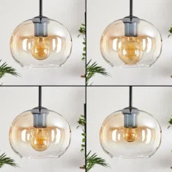 Suspension - Verre Apedo Ambre, Clair, 3 lumières
