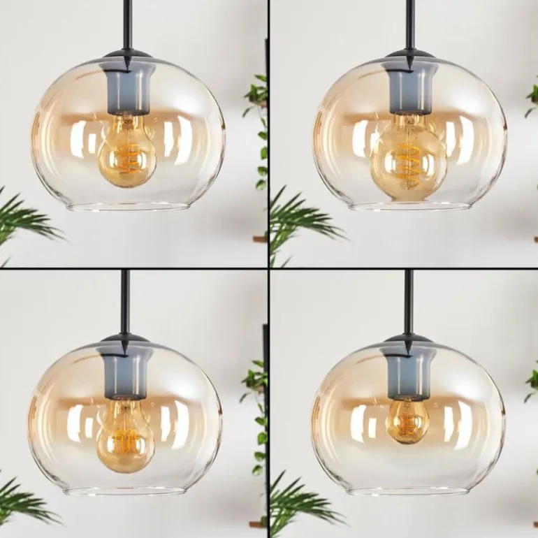Suspension - Verre Apedo Ambre, Clair, 3 lumières