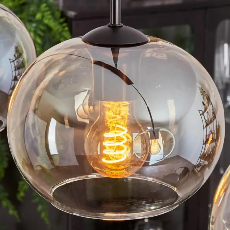 Suspension - Verre Apedo Ambre, Clair, 3 lumières