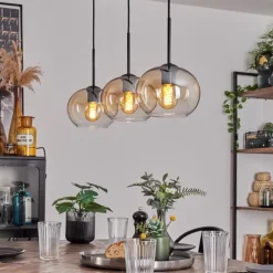 Suspension - Verre Apedo Ambre, Clair, 3 lumières
