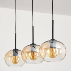 Suspension - Verre Apedo Ambre, Clair, 3 lumières