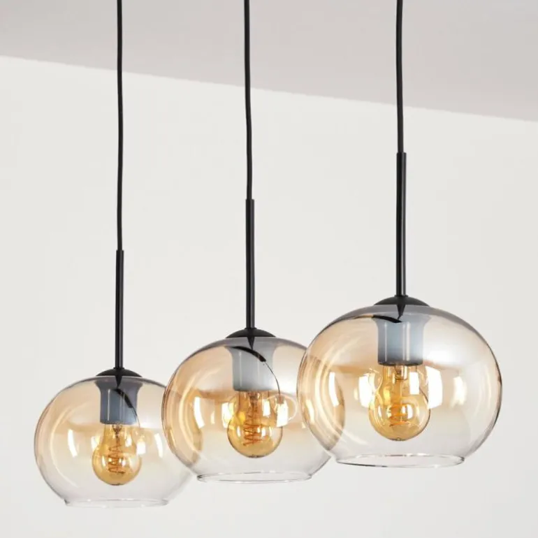 Suspension - Verre Apedo Ambre, Clair, 3 lumières
