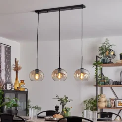 Suspension - Verre Apedo Ambre, Clair, 3 lumières