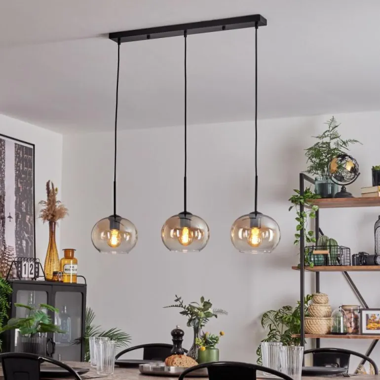 Suspension - Verre Apedo Ambre, Clair, 3 lumières