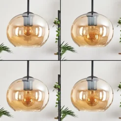 Suspension - Verre Apedo Ambre, 5 lumières