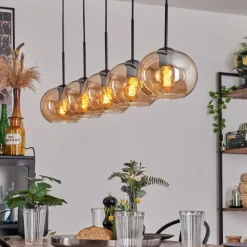Suspension - Verre Apedo Ambre, 5 lumières