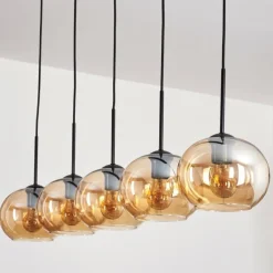 Suspension - Verre Apedo Ambre, 5 lumières