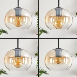 Suspension - Verre Apedo Ambre, Clair, 5 lumières