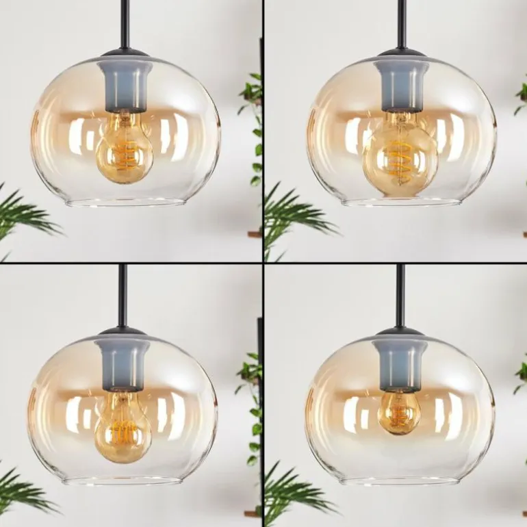 Suspension - Verre Apedo Ambre, Clair, 5 lumières
