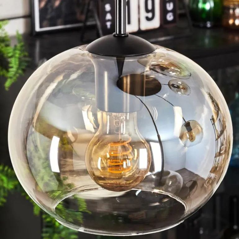 Suspension - Verre Apedo Ambre, Clair, 5 lumières
