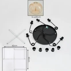 Suspension - Verre Apedo Ambre, Clair, 5 lumières