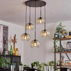 Suspension - Verre Apedo Ambre, Clair, 5 lumières