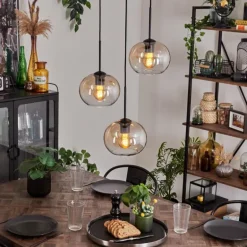 Suspension - Verre Apedo Ambre, Clair, 3 lumières