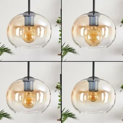 Suspension - Verre Apedo Ambre, Clair, 3 lumières