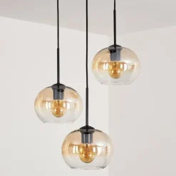 Suspension - Verre Apedo Ambre, Clair, 3 lumières