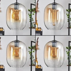 Suspension - Verre Apedo Ambre, Clair, 3 lumières