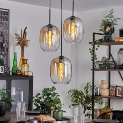 Suspension - Verre Apedo Ambre, Clair, 3 lumières