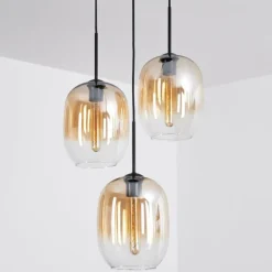Suspension - Verre Apedo Ambre, Clair, 3 lumières