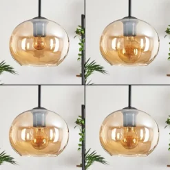 Suspension - Verre Apedo Ambre, 5 lumières