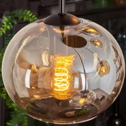 Suspension - Verre Apedo Ambre, 5 lumières