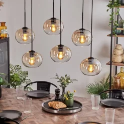 Suspension - Verre Apedo Ambre, Clair, 6 lumières