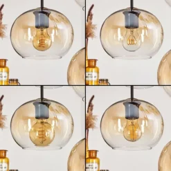Suspension - Verre Apedo Ambre, Clair, 6 lumières