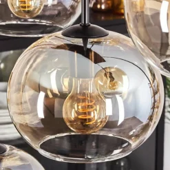 Suspension - Verre Apedo Ambre, Clair, 6 lumières
