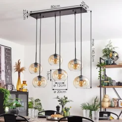 Suspension - Verre Apedo Ambre, Clair, 6 lumières
