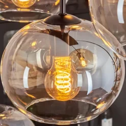 Suspension - Verre Apedo Ambre, Clair, 6 lumières