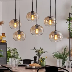 Suspension - Verre Apedo Ambre, Clair, 6 lumières