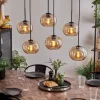 Suspension - Verre Apedo Ambre, 6 lumières