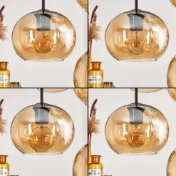 Suspension - Verre Apedo Ambre, 6 lumières