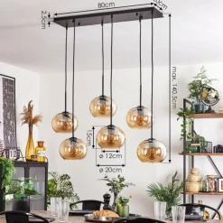 Suspension - Verre Apedo Ambre, 6 lumières