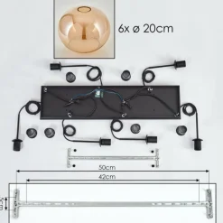 Suspension - Verre Apedo Ambre, 6 lumières