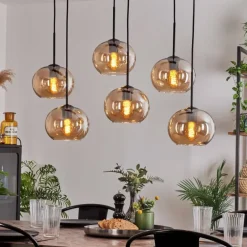 Suspension - Verre Apedo Ambre, 6 lumières