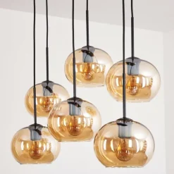 Suspension - Verre Apedo Ambre, 6 lumières