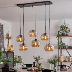 Suspension - Verre Apedo Ambre, 6 lumières