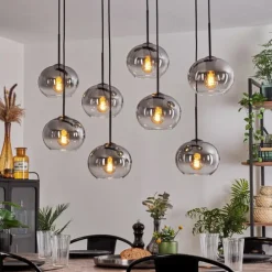 Suspension - Verre Apedo Clair, Fumé, 8 lumières