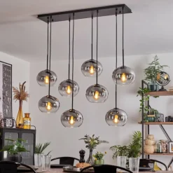 Suspension - Verre Apedo Clair, Fumé, 8 lumières