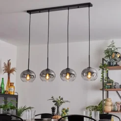 Suspension - Verre Apedo Clair, Fumé, 4 lumières