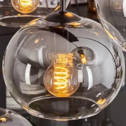 Suspension - Verre Apedo Clair, Fumé, 6 lumières