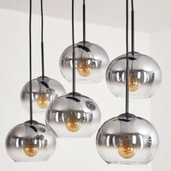 Suspension - Verre Apedo Clair, Fumé, 6 lumières
