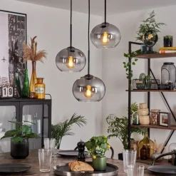Suspension - Verre Apedo Clair, Fumé, 3 lumières