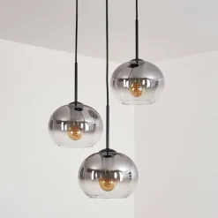 Suspension - Verre Apedo Clair, Fumé, 3 lumières